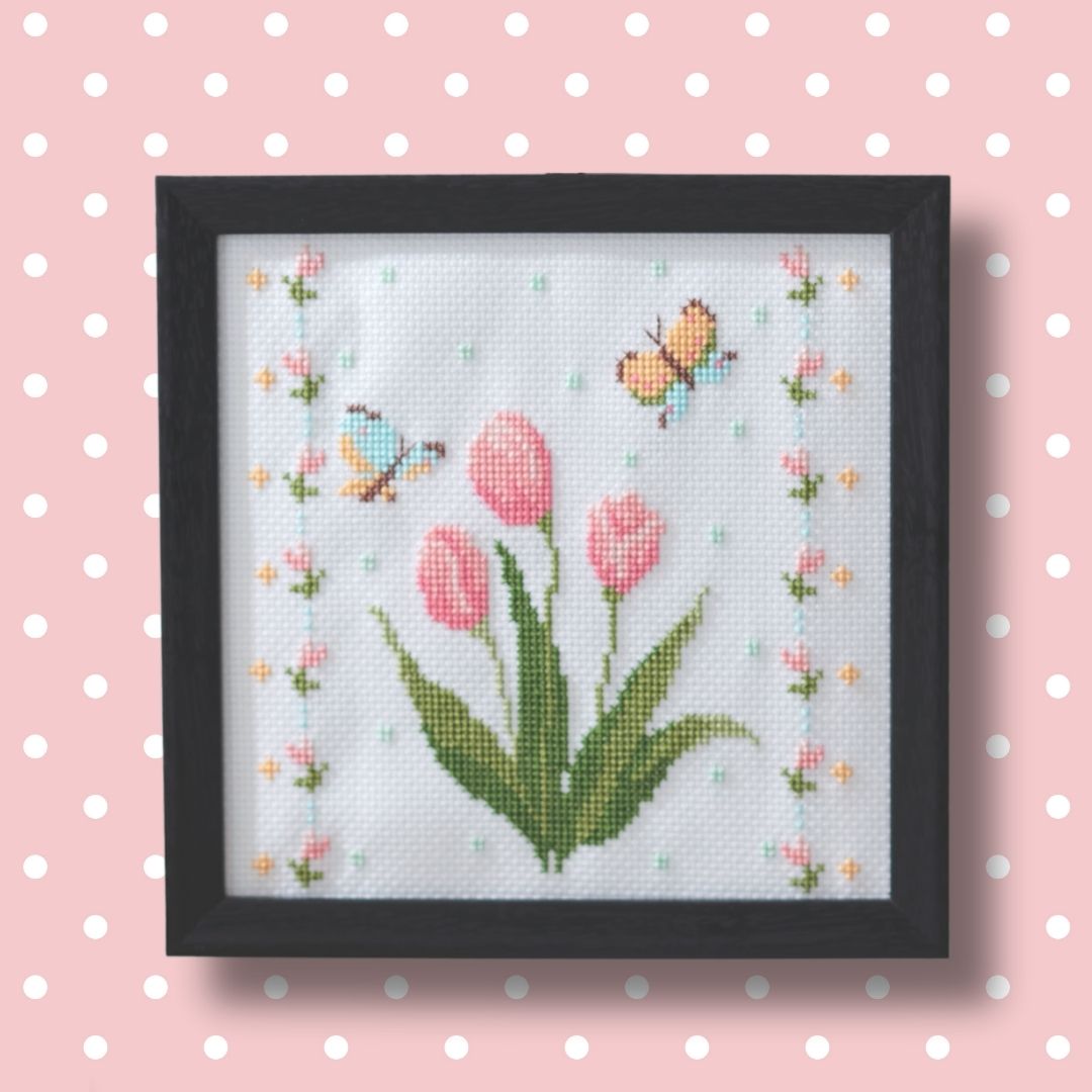 彩葉　季節を彩るクロスステッチ 蝶とチューリップ