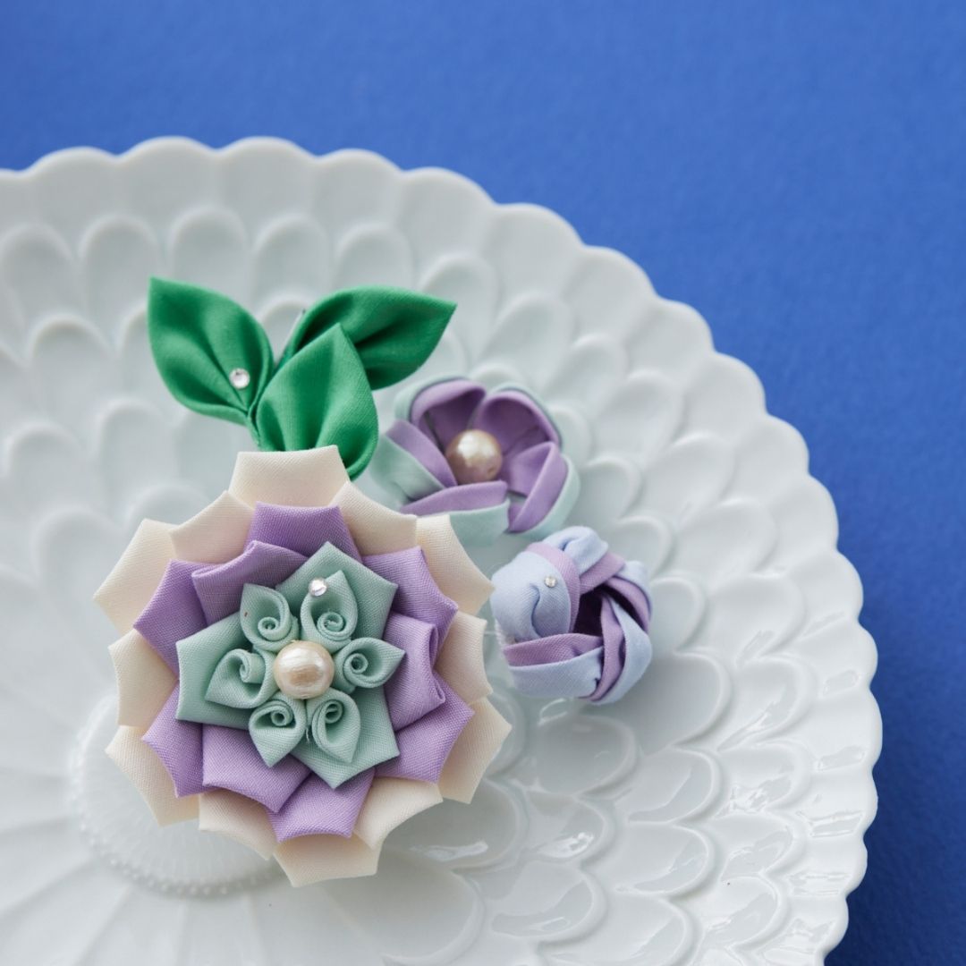 つまみ細工キット　青いバラ