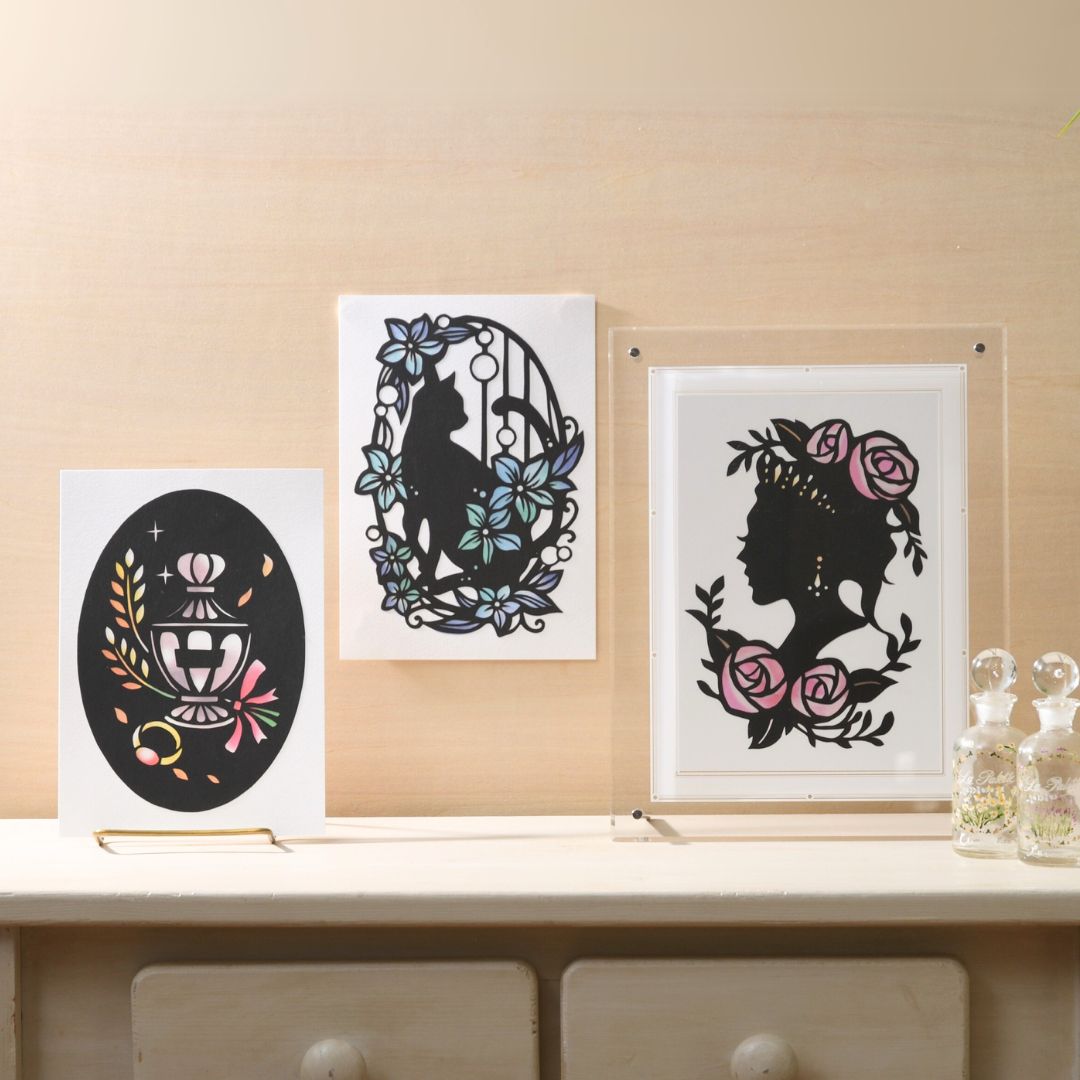 切り絵　香水・プリンセス・ねこ