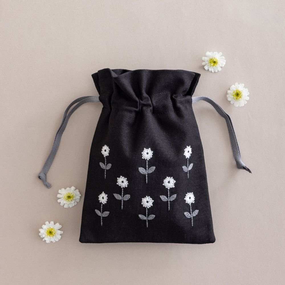 星あかりの刺繍手帖巾着袋「さざめき」