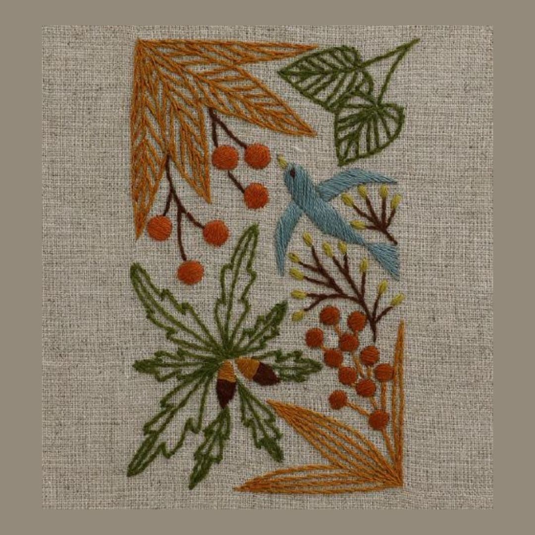 マカベアリスの刺しゅうキット「12ヵ月のモチーフとことり」［秋の贈り物］