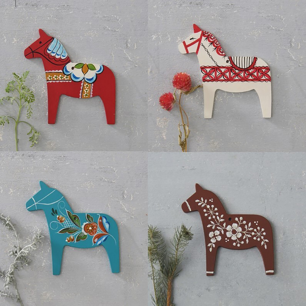 【毎月お届け】木のぬり絵「ダーラヘスト オーナメント　～北欧とロシアの模様～」手づくりキット