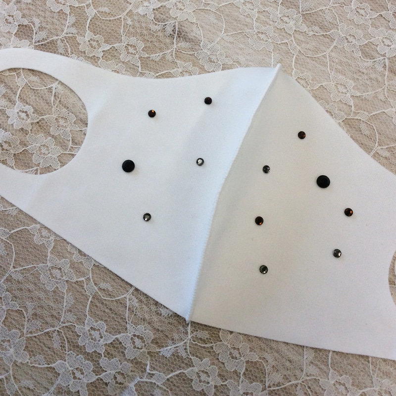 てのこと キラキラ付きおしゃれマスク2枚セット ストーンブラック キット 手づくりタウン 日本ヴォーグ社