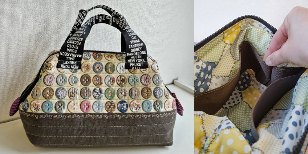 菅原順子のミシンキルト　ワイヤー口金のミニバッグ