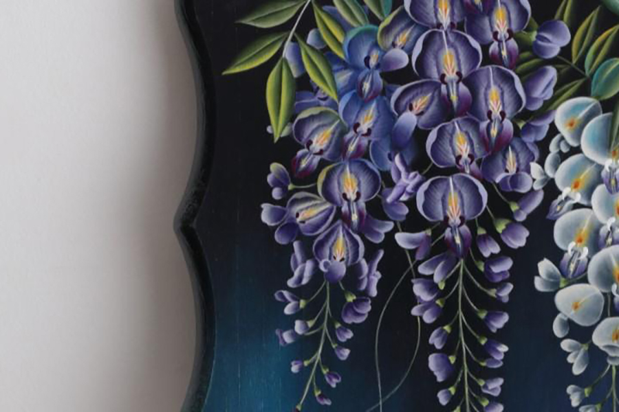 トールペイントの花歳時記 －藤、チューリップ