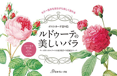 ポストカード塗り絵 ルドゥーテの美しいバラ