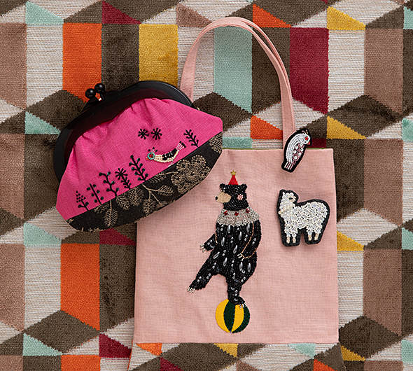 きらめくビーズのファンタジックな動物たち－金沢ミチヨさんのビーズ刺繍バッグとブローチレッスン