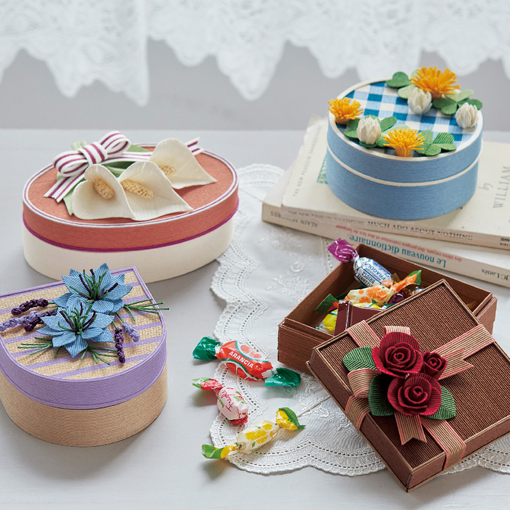 クラフトテープで作るお花の小箱